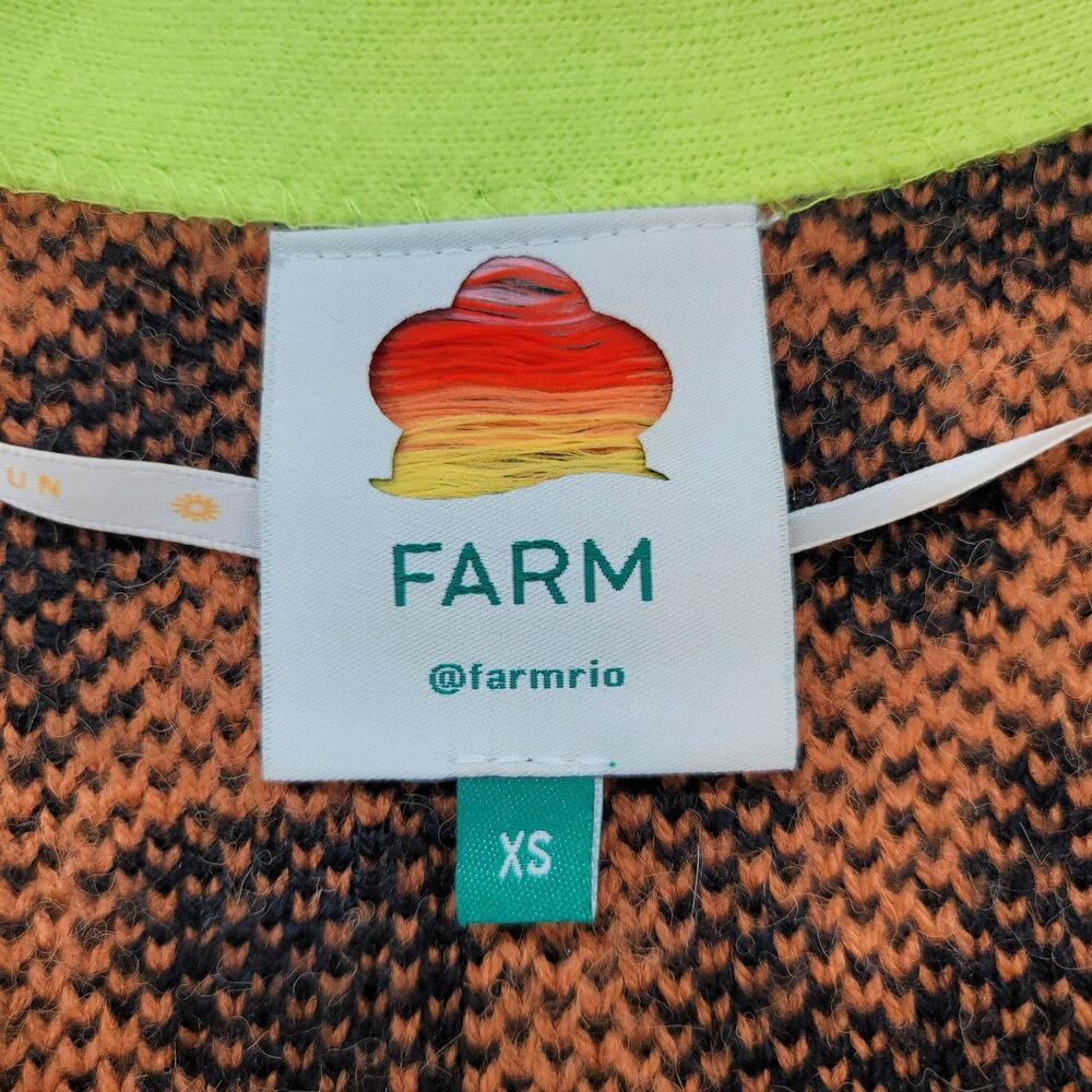 FARM Rio Mixed Leopards Cardigan XS Orange Purple Green Ombre Knit Open Front - Picture 6 of 15